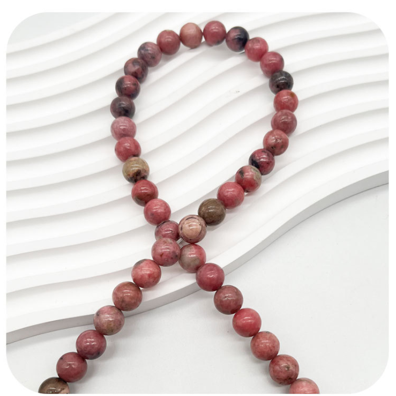Stone Beads Rhodonite Beads Strand Stone Jewelry Loose Smooth Gemstone Healing Crystal Necklace Bead