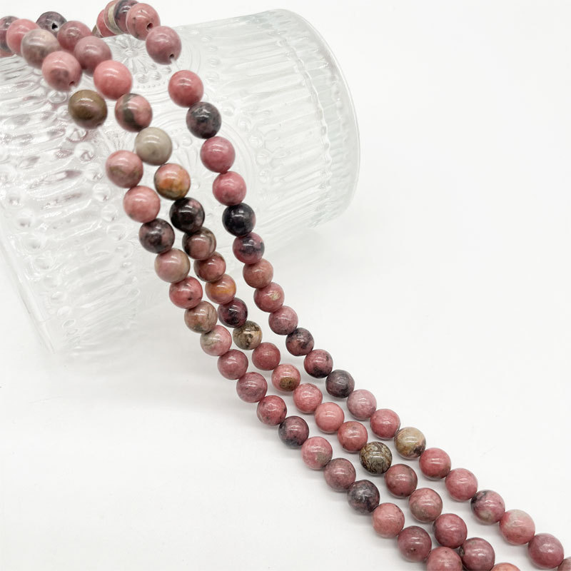 Stone Beads Rhodonite Beads Strand Stone Jewelry Loose Smooth Gemstone Healing Crystal Necklace Bead