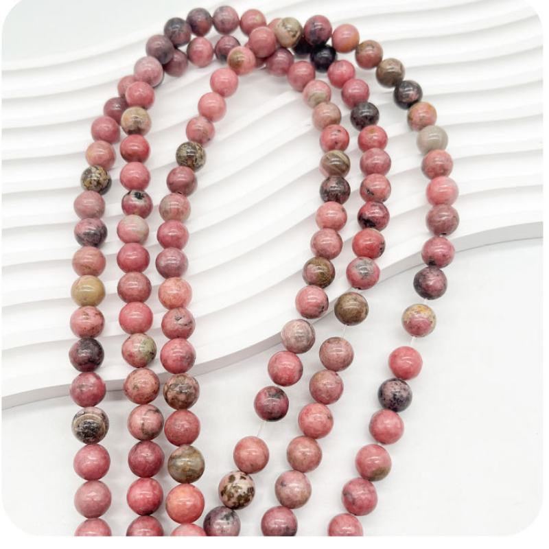 Stone Beads Rhodonite Beads Strand Stone Jewelry Loose Smooth Gemstone Healing Crystal Necklace Bead