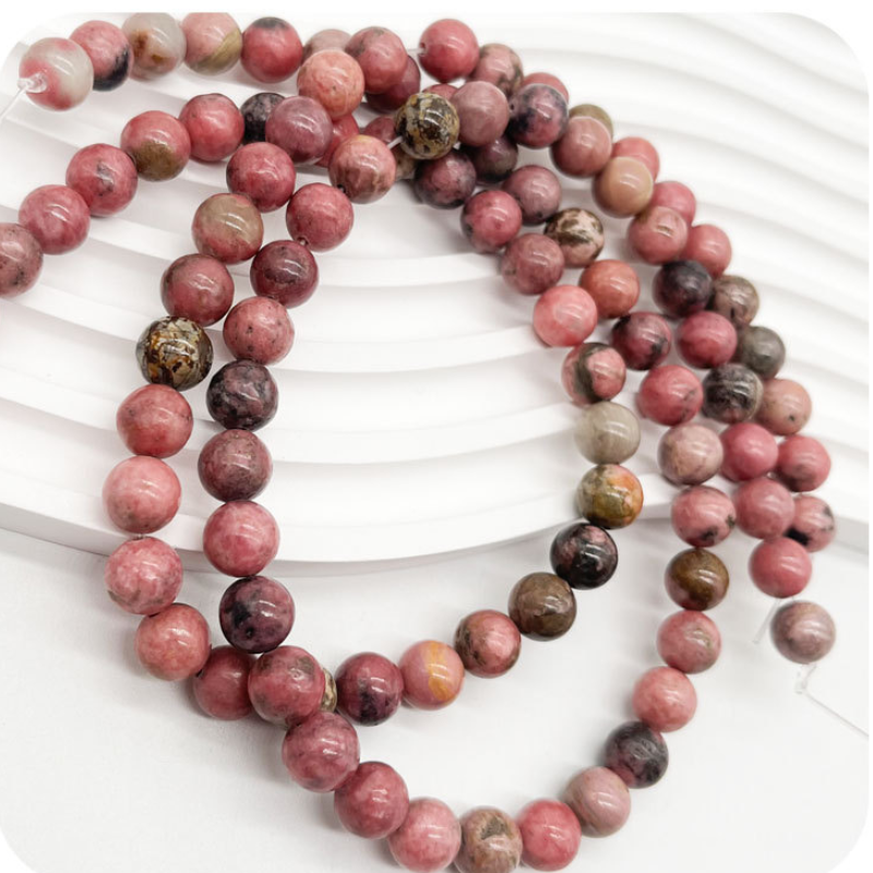 Stone Beads Rhodonite Beads Strand Stone Jewelry Loose Smooth Gemstone Healing Crystal Necklace Bead