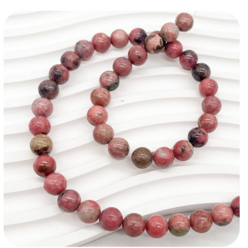 Stone Beads Rhodonite Beads Strand Stone Jewelry Loose Smooth Gemstone Healing Crystal Necklace Bead