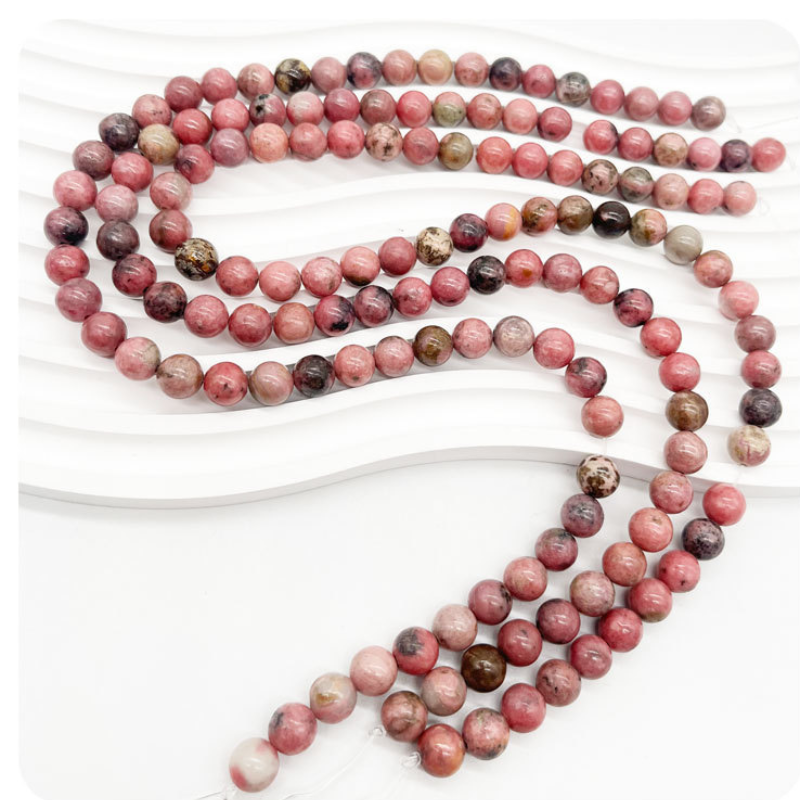 Stone Beads Rhodonite Beads Strand Stone Jewelry Loose Smooth Gemstone Healing Crystal Necklace Bead
