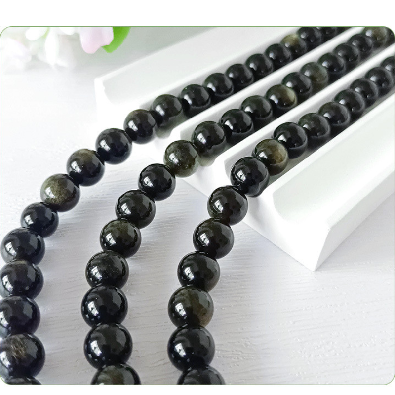 Unique Design Quality Natural Obsidian Golden Color Loose Gemstone Beads For Making Craft Item