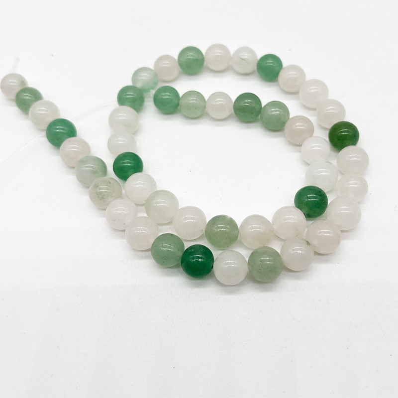 Wholesale Semi Precious Gemstone Pick Size Natural Ice Green Jade Stone Round Loose Spacer Bead 