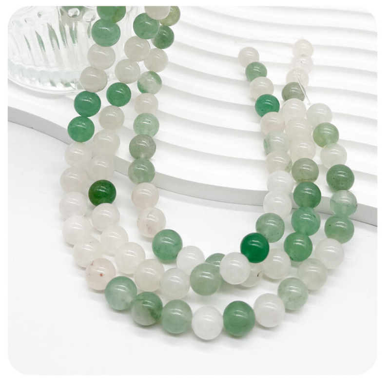 Wholesale Semi Precious Gemstone Pick Size Natural Ice Green Jade Stone Round Loose Spacer Bead 