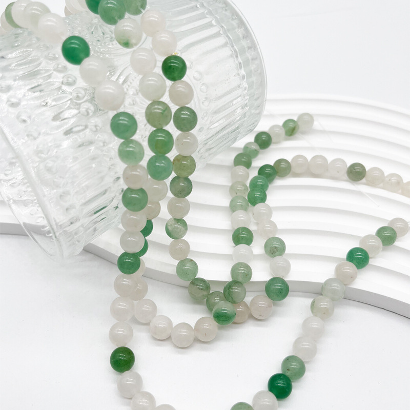 Wholesale Semi Precious Gemstone Pick Size Natural Ice Green Jade Stone Round Loose Spacer Bead 