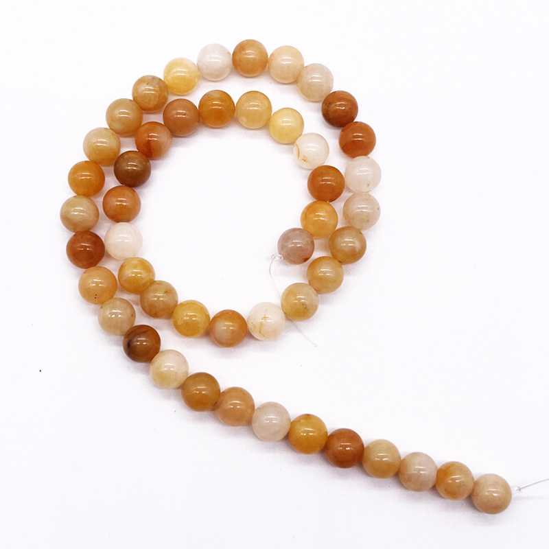 Natural Stone Yellow Aventurine Jade Bead Stone Round Polished Real Stone Beads