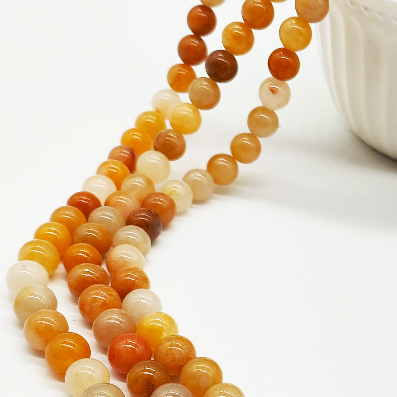 Natural Stone Yellow Aventurine Jade Bead Stone Round Polished Real Stone Beads
