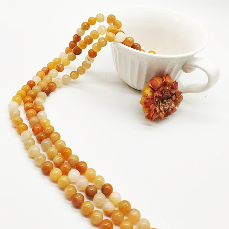 Natural Stone Yellow Aventurine Jade Bead Stone Round Polished Real Stone Beads