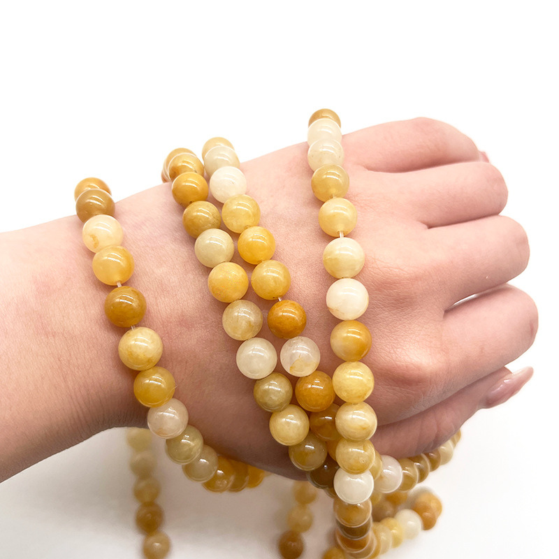 Natural Stone Yellow Aventurine Jade Bead Stone Round Polished Real Stone Beads