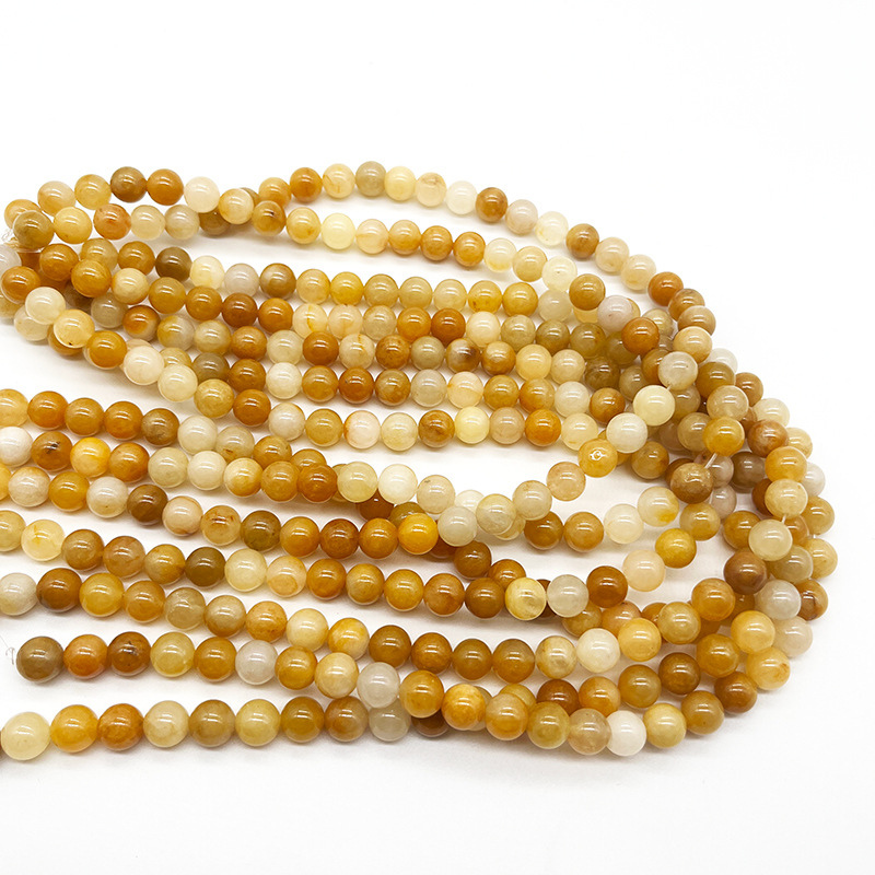 Natural Stone Yellow Aventurine Jade Bead Stone Round Polished Real Stone Beads