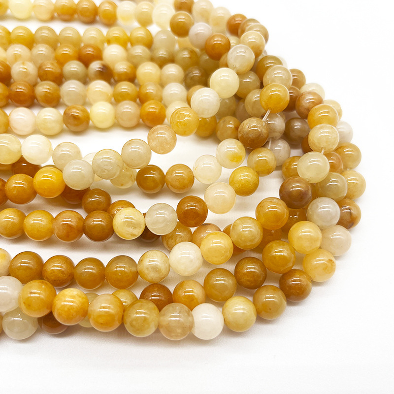 Natural Stone Yellow Aventurine Jade Bead Stone Round Polished Real Stone Beads