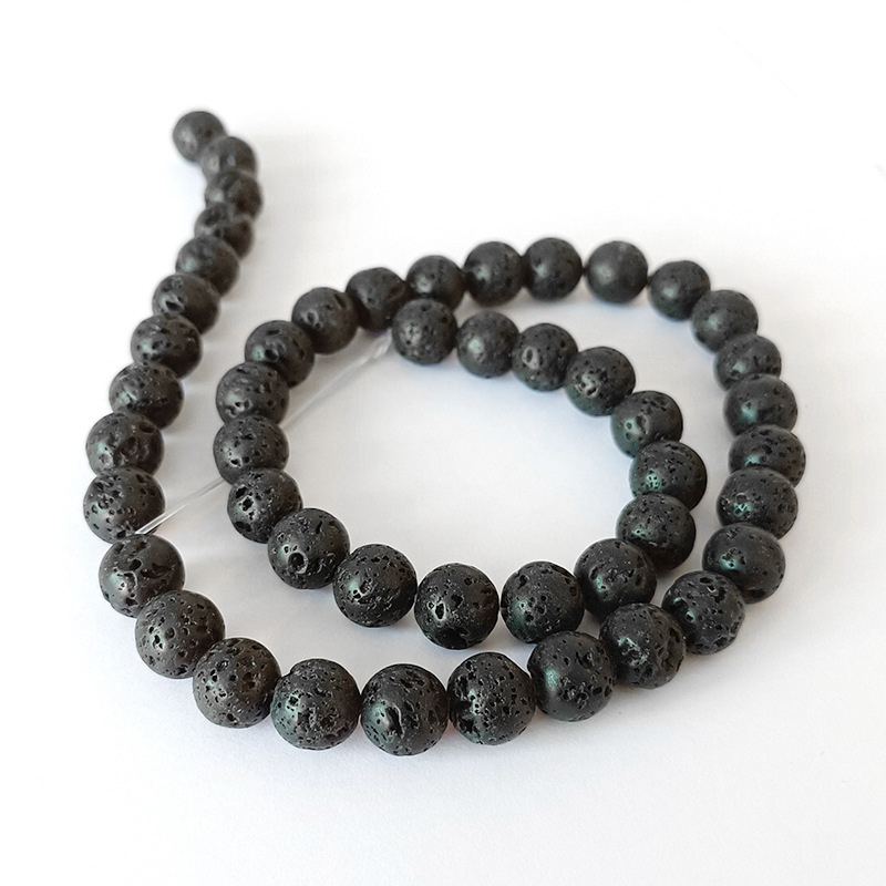 Natural Gemstone Round Lava Loose Bead Volcanic Rock Lava Stone Beads Healing Beads For Jewelry Maki