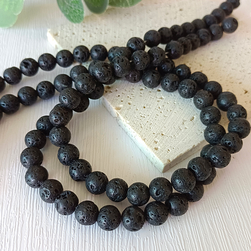 Natural Gemstone Round Lava Loose Bead Volcanic Rock Lava Stone Beads Healing Beads For Jewelry Maki