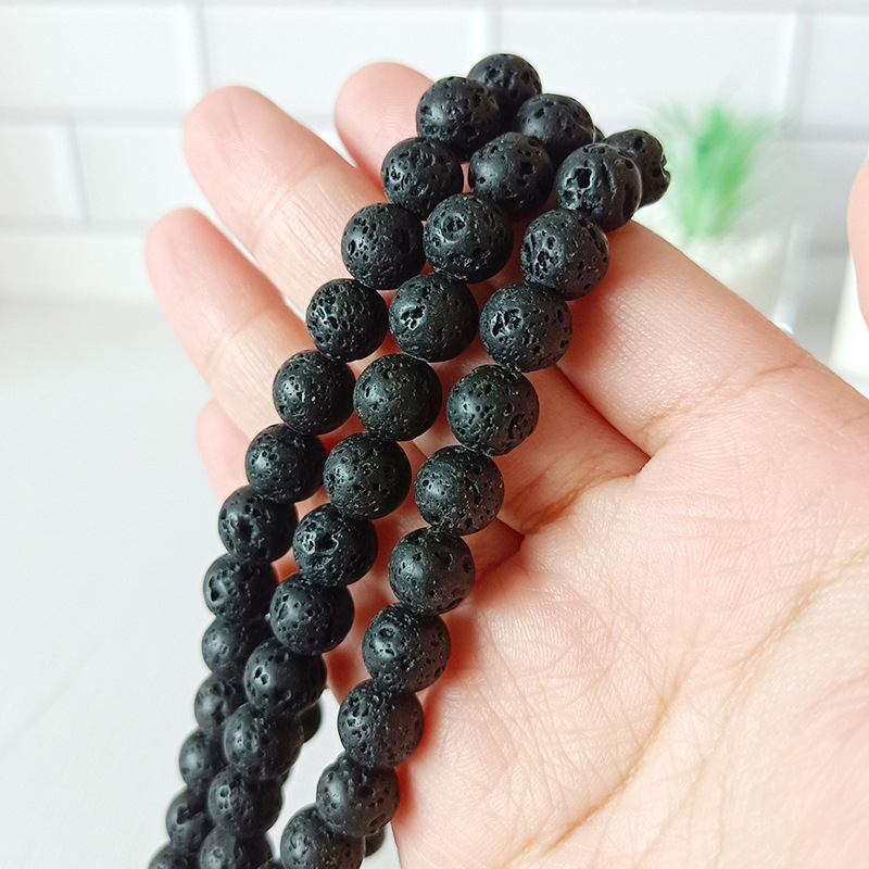 Natural Gemstone Round Lava Loose Bead Volcanic Rock Lava Stone Beads Healing Beads For Jewelry Maki