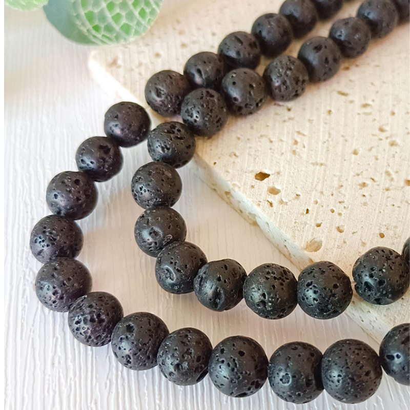 Natural Gemstone Round Lava Loose Bead Volcanic Rock Lava Stone Beads Healing Beads For Jewelry Maki