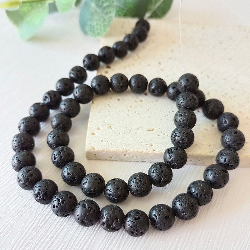 Natural Gemstone Round Lava Loose Bead Volcanic Rock Lava Stone Beads Healing Beads For Jewelry Maki