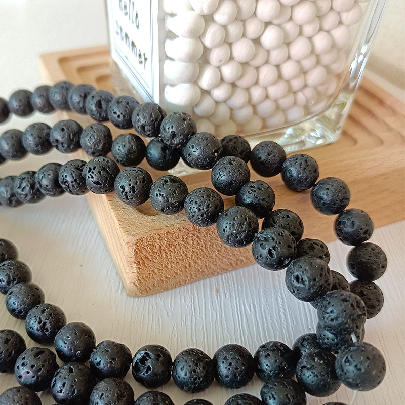 Natural Gemstone Round Lava Loose Bead Volcanic Rock Lava Stone Beads Healing Beads For Jewelry Maki