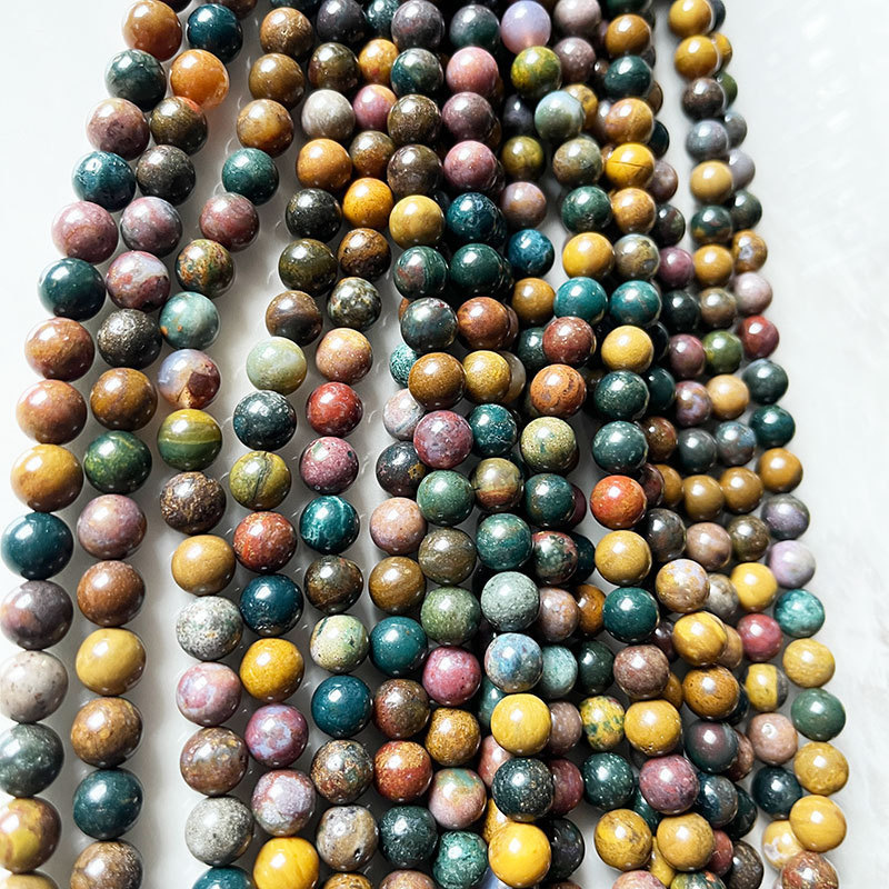 Natural Ocean Jasper Rosary Gemstone Beads