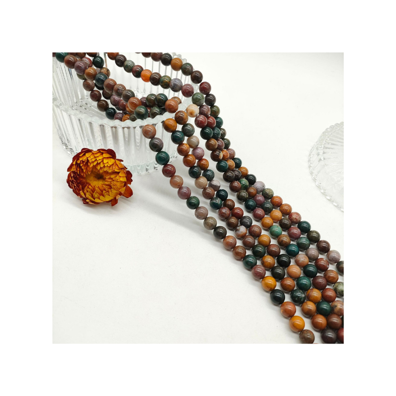 Natural Ocean Jasper Rosary Gemstone Beads