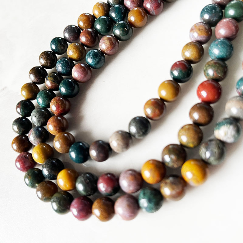 Natural Ocean Jasper Rosary Gemstone Beads