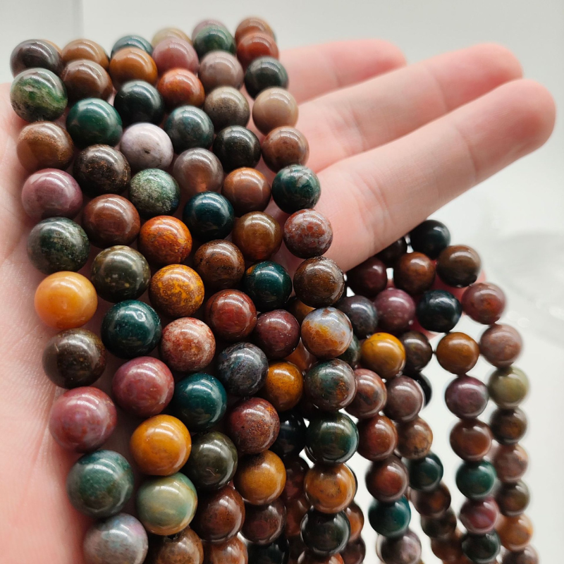 Natural Ocean Jasper Rosary Gemstone Beads