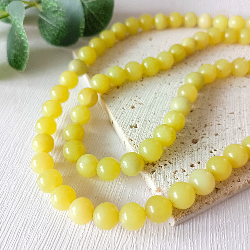 Natural Gemstone Loose Round Beads Yellow Colour Jasper Lemon Jade beads for Jewelry Making