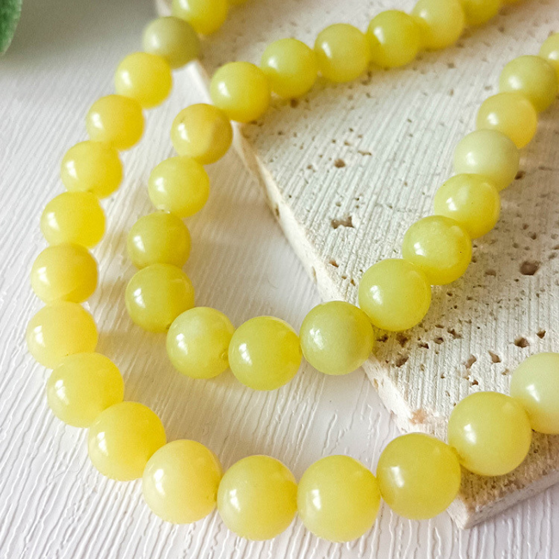 Natural Gemstone Loose Round Beads Yellow Colour Jasper Lemon Jade beads for Jewelry Making