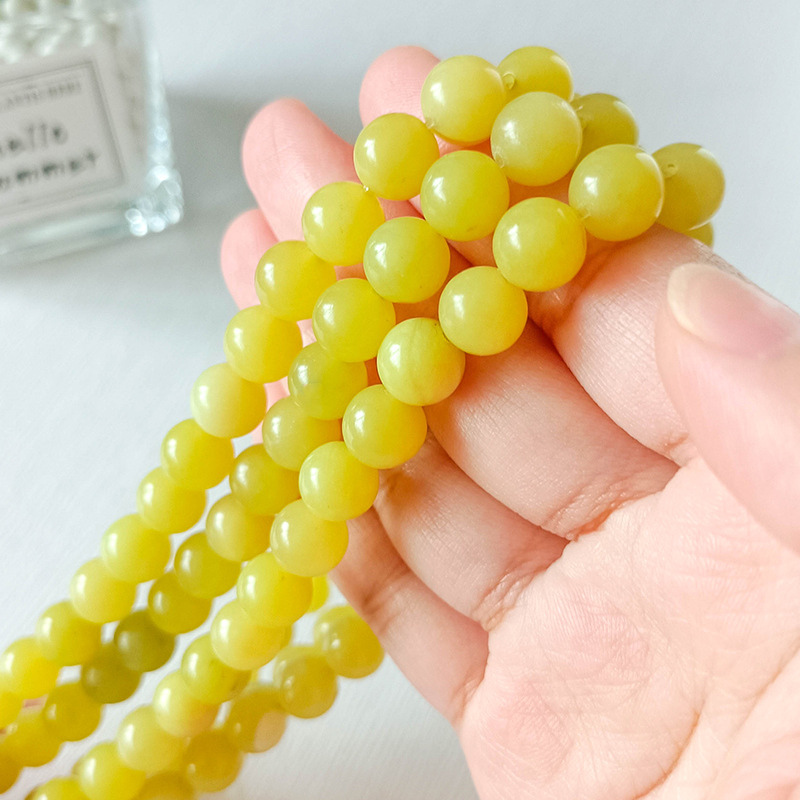 Natural Gemstone Loose Round Beads Yellow Colour Jasper Lemon Jade beads for Jewelry Making