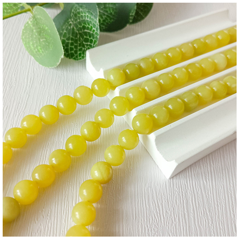 Natural Gemstone Loose Round Beads Yellow Colour Jasper Lemon Jade beads for Jewelry Making