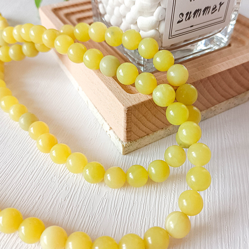 Natural Gemstone Loose Round Beads Yellow Colour Jasper Lemon Jade beads for Jewelry Making