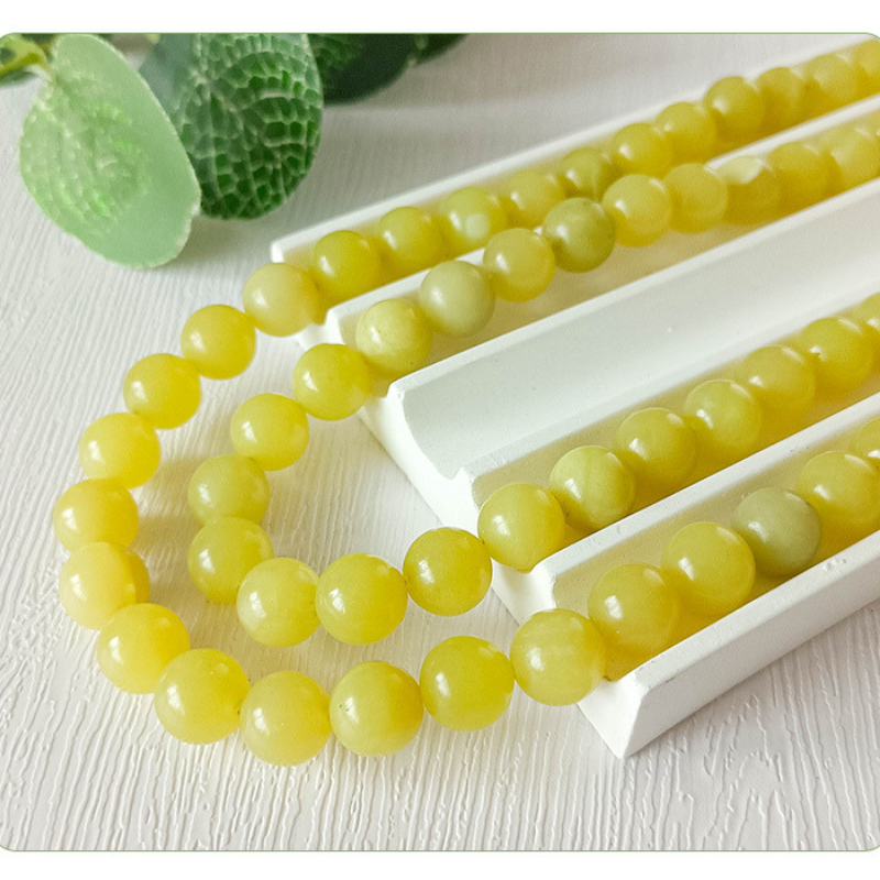 Natural Gemstone Loose Round Beads Yellow Colour Jasper Lemon Jade beads for Jewelry Making