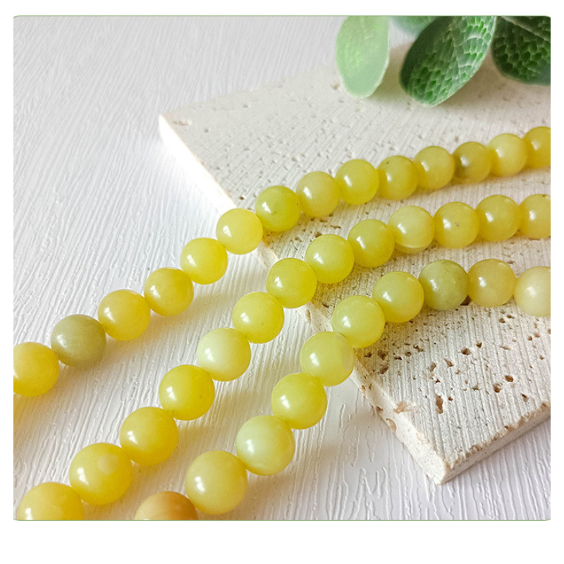 Natural Gemstone Loose Round Beads Yellow Colour Jasper Lemon Jade beads for Jewelry Making