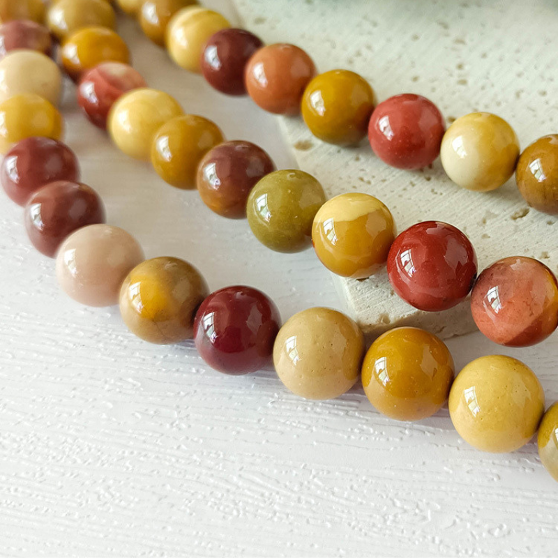 Natural Mookaite Jasper Beads Round Loose Gemstone Beads for Jewelry Making DIY Bracelet Necklace