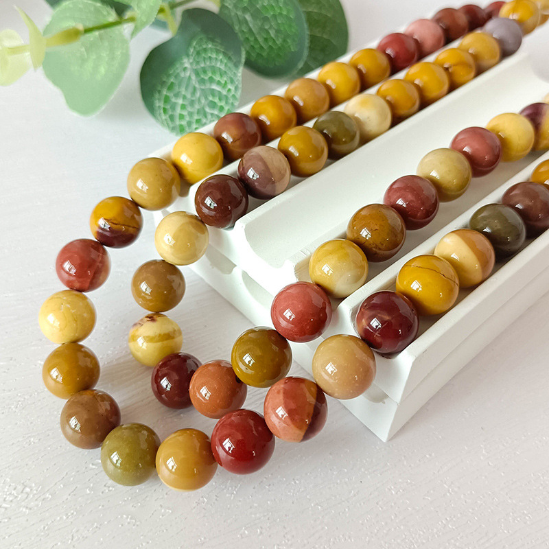 Natural Mookaite Jasper Beads Round Loose Gemstone Beads for Jewelry Making DIY Bracelet Necklace