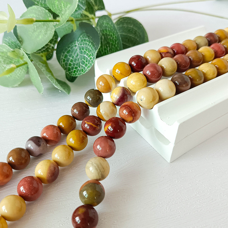 Natural Mookaite Jasper Beads Round Loose Gemstone Beads for Jewelry Making DIY Bracelet Necklace