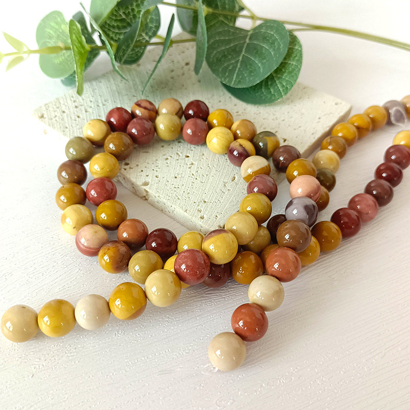 Natural Mookaite Jasper Beads Round Loose Gemstone Beads for Jewelry Making DIY Bracelet Necklace