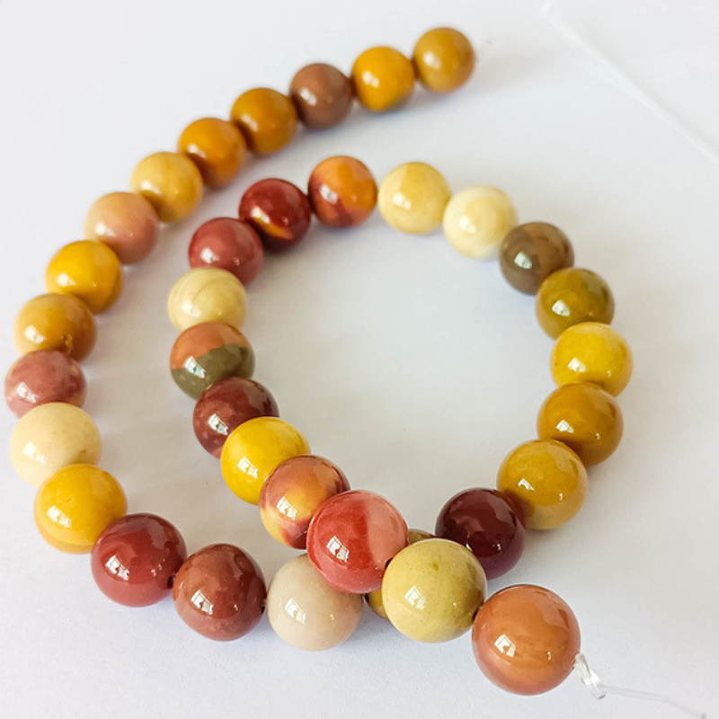 Natural Mookaite Jasper Beads Round Loose Gemstone Beads for Jewelry Making DIY Bracelet Necklace