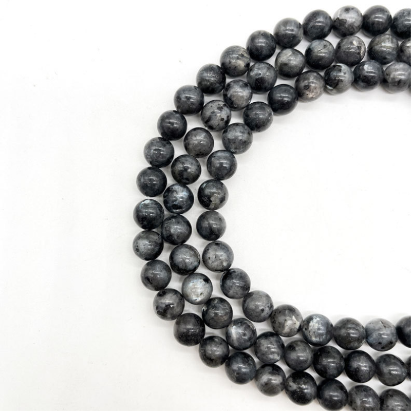 Natural Smooth Gemstone Black Labradorite Round Shape Astropholite Loose Stone Beads For Jewelry