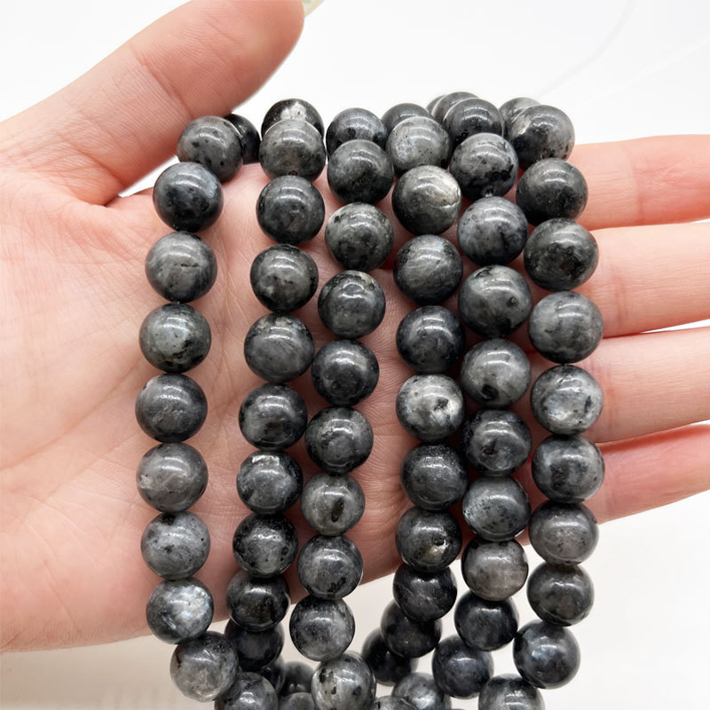 Natural Smooth Gemstone Black Labradorite Round Shape Astropholite Loose Stone Beads For Jewelry