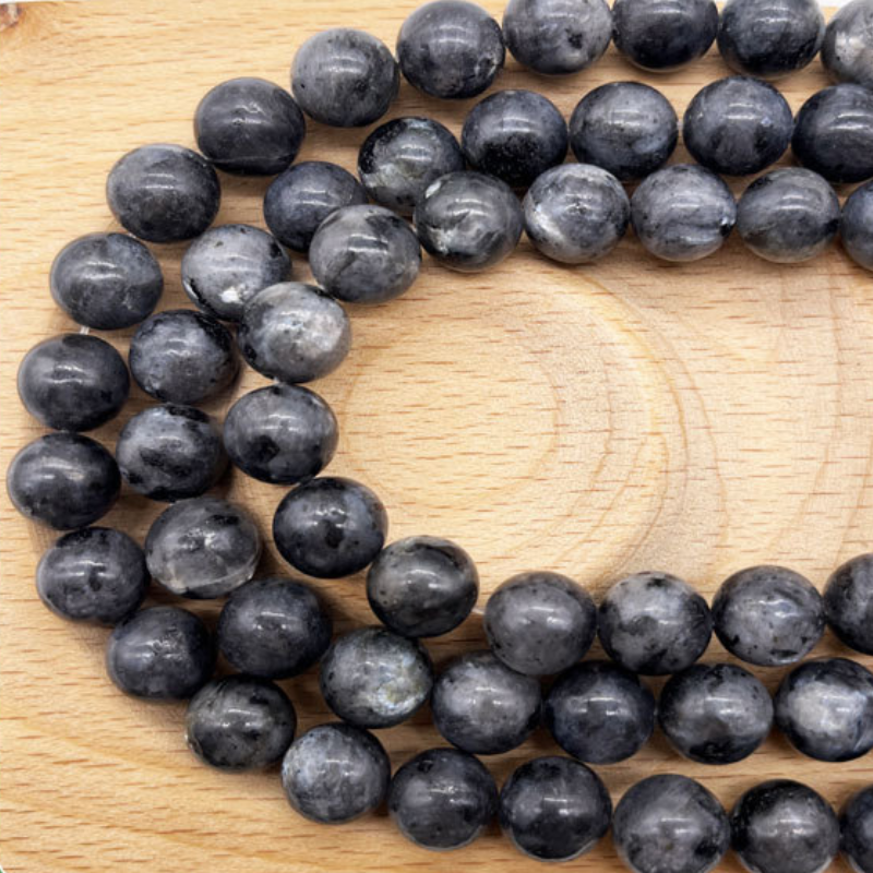 Natural Smooth Gemstone Black Labradorite Round Shape Astropholite Loose Stone Beads For Jewelry