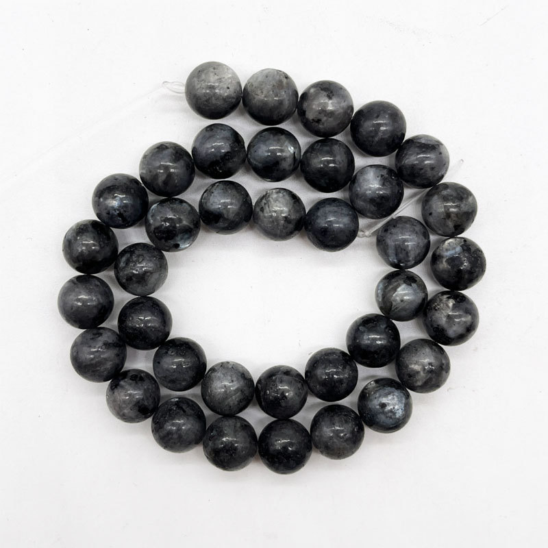 Natural Smooth Gemstone Black Labradorite Round Shape Astropholite Loose Stone Beads For Jewelry