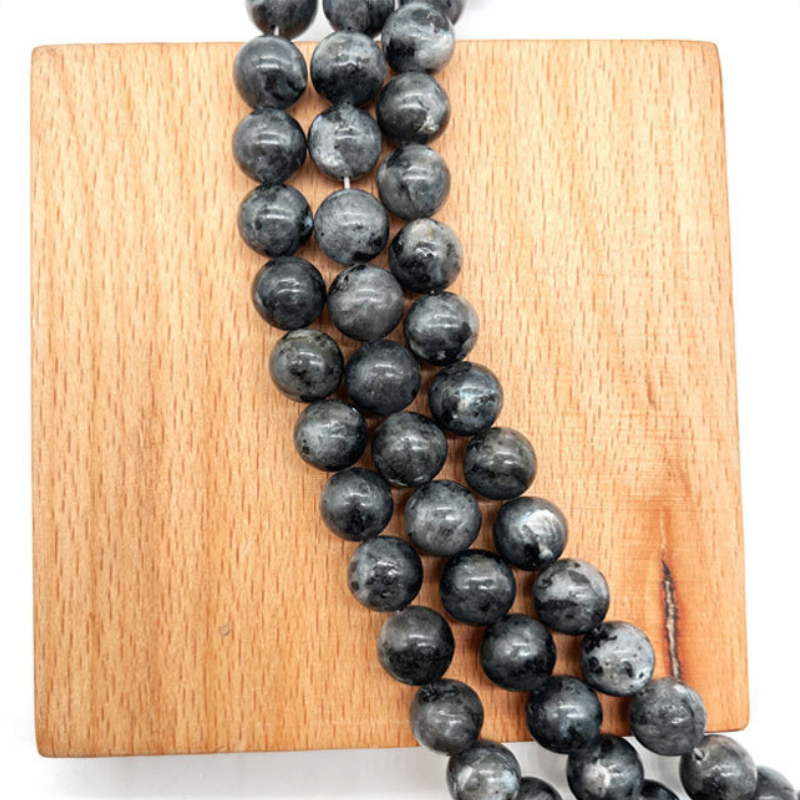 Natural Smooth Gemstone Black Labradorite Round Shape Astropholite Loose Stone Beads For Jewelry