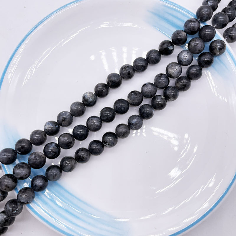 Natural Smooth Gemstone Black Labradorite Round Shape Astropholite Loose Stone Beads For Jewelry