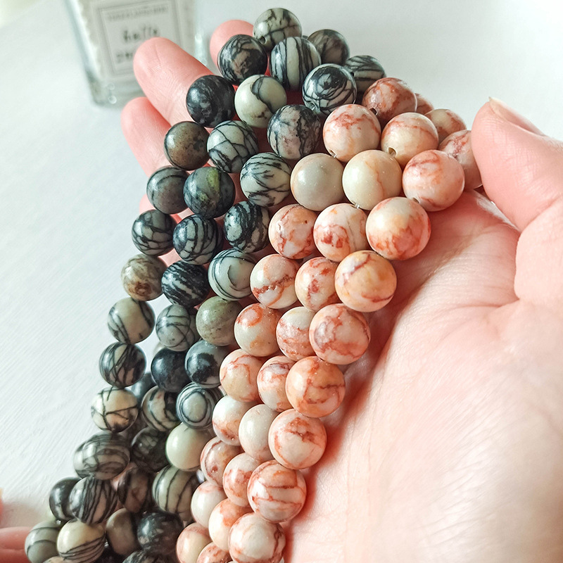 Natural Red Spider Web Jasper Stone Round 8mm Beads Line For Making Jewellery 