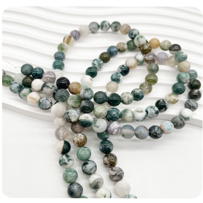 Moss Agate High GRADE Natural Nature Stone Gemstone Smooth Loose Round Beads Green Moss Agate