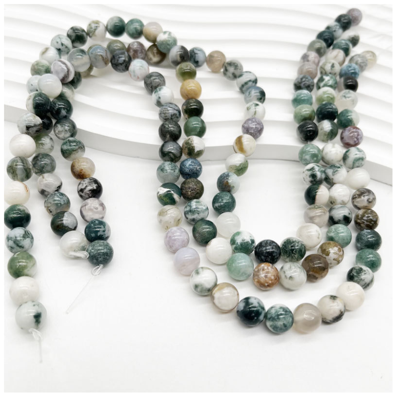 Moss Agate High GRADE Natural Nature Stone Gemstone Smooth Loose Round Beads Green Moss Agate