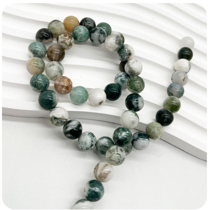 Moss Agate High GRADE Natural Nature Stone Gemstone Smooth Loose Round Beads Green Moss Agate