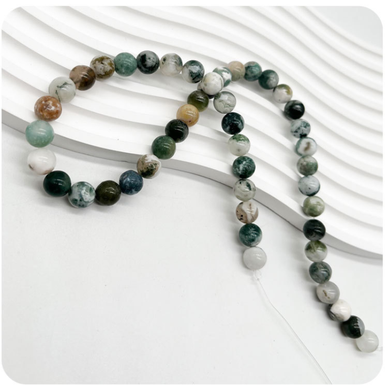 Moss Agate High GRADE Natural Nature Stone Gemstone Smooth Loose Round Beads Green Moss Agate