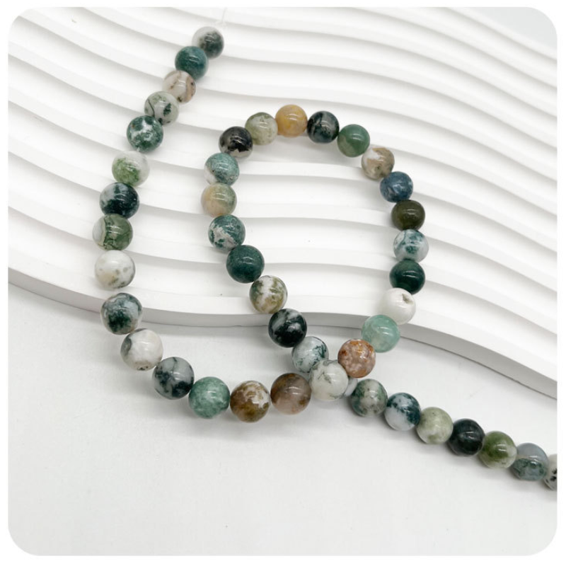 Moss Agate High GRADE Natural Nature Stone Gemstone Smooth Loose Round Beads Green Moss Agate